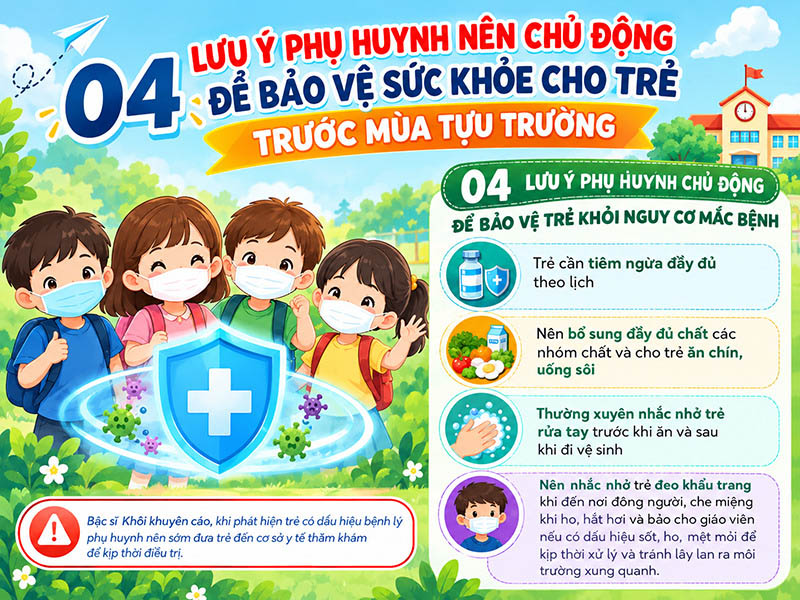 4 lưu ý phụ huynh nên chủ động để bảo vệ sức khỏe cho trẻ trước mùa tựu trường