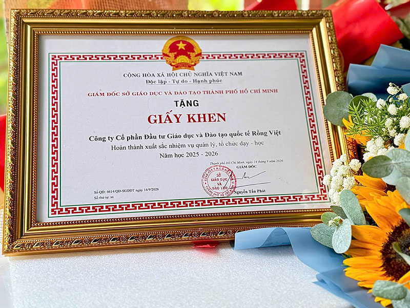Rồng Việt Education 4 năm liền nhận giấy khen Sở GD&ĐT HCM